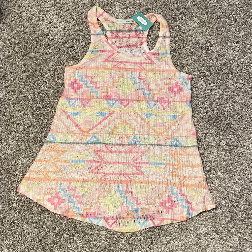 Maurices Small Colorful Geometric knit Tank Top